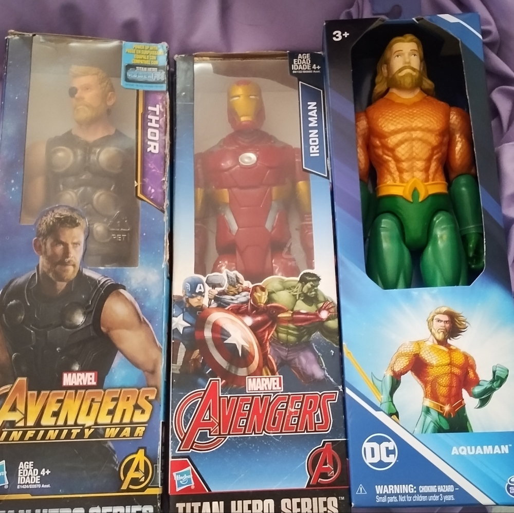 Avengers Bundle Aquaman Marvel Titan Hero  12” Thor and Iron Man Action Figures